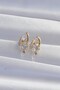 Brass Gold Color Large Zircon Stone Curved Minimal Butterfly Hoop Earrings - 3