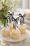 Cupcake Toothpick Cake Topper 10 Pieces Birthday Valentine's Day Marriage Proposal Bachelorette Gender Party Baby Shower Engagement Promise Decorations Black Color (15 cm Length) - 2