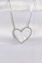 316L Steel Chain Silver Color Marble Patterned Heart Necklace