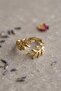 Gold Color Olive Branch Leaf Patterned Adjustable Zircon Stone Women's Ring