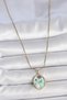 316L Steel Gold Color Chain Blue Flower Embroidered Pearl Detail Portrait Model Women's Necklace - 2