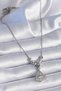316L Steel Chain Silver Color Gingko Leaf Model Zircon Stone Detail Women's Necklace - 2