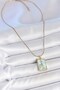 316L Steel Gold Color Chain Blue Enamel Pearl Flower Embroidered Portrait Model Women's Necklace - 2