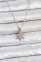 316L Steel Chain Silver Color Pink Zircon Stone Lotus Model Women's Necklace