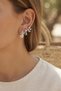 Set of 3 Flower Model Silver Color Women's Earrings - 2