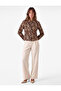 Classic Collar Long Sleeve Pocketed Bambi Patterned Zippered Seasonal Jacket