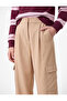 Gabardine Barrel Pants with Cargo Pockets, High Waist, Loose Fit - 4