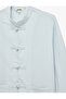Comfortable Fit Long Sleeve Shirt with Pockets, Stand Collar and Napoleon Closure Detail - 7