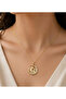 Gold Necklace with Mother and Baby Figures Inside a Silver Crescent - 2