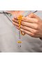Silver Tassel Yellow Round Crimped Amber Prayer Beads - 4