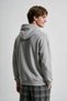 Men's Light Gray Hooded Sweatshirt with Kangaroo Pocket and 3-Thread Fleece - 4