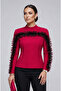 Di̇va Plus Size Lycra Flexible Fabric Organza Ruffled Blouse