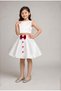 Girl's White Satin Red Bow Detailed Christmas Skirt Mini Flared Skirt