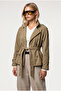 Belted Short Trench Coat Laz0013 Olive Green - 4