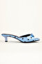 Amelie Blue Polka Dot Bow Detailed Heeled Slippers - 3