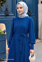 Balloon Sleeve Plain Model Indigo Dress - 2