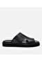 Men's Leather Black Ultra Light Sole Slippers