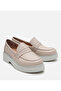 Women's Leather Beige Thick Soled Classic Loafer - 2