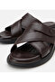 Men's Leather Brown Adjustable Slippers - 3