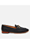 Women's Leather Black Buckle Classic Loafer