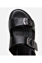 Men's Leather Black Light Sole Belt Detailed Slippers - 4