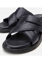 Men's Leather Navy Blue Adjustable Slippers - 3