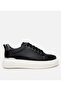 Men's Leather Black Light Sole Sports Shoes
