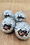 Christmas Pine Tree Ornament Mirrored Disco Ball 8 cm Set of 4 - 7