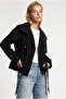 Belted Short Trench Coat Laz0013 Black - 5