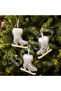 Christmas Pine Tree Ornament Set of 3 Silver Ice Skates 12 cm - 4