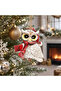 Christmas Tree Ornament Christmas Hat-Wearing Owl Figure – Red Patterned Scarf - 3
