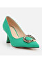 Women's Green Buckled Stiletto - 2