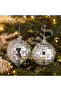 Christmas Pine Tree Ornament Mirrored Disco Ball 10 cm 2 Pcs - 3