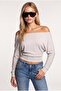 Open Shoulder Soft Modal Blouse Lby0017 Gray Melange - 7