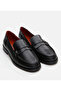 Women's Leather Black Loafer - 2