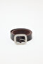 Silver Buckle Leather Belt Dark Brown - 5