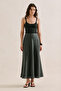 Linen Flawed Skirt Dark Green - 4