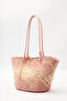 Leather Strap Straw Bag Pink - 5