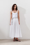 Partial Wide Cotton Skirt Ecru - 7