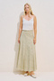 Embroidered Piece Embedded Wide Skirt Beige - 3