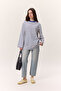 Striped Long Sleeve Oversize Tshirt Blue - 2