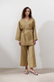 Linen Double Breasted Closure Kimono Coat - 5