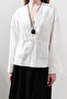 Linen Single Button Bluz Ecru - 5