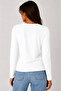 Women's Ecru Crew Neck Cotton Long Sleeve Basic Combed Cotton Tshirt Blouse - 3