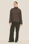 Wide Collar Striped Blouse Brown - 6