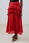 Mi̇la Pi̇stiled Fold Skirt Red - 7