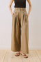Wide Pleated Gabardine Pants Khaki - 5