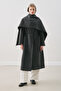 Soft Clothed Overcoat with Shoulder Straps Ash Black - 4