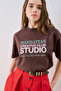 Printed Short Sleeve T-Shirt Brown