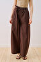Elastic Waist Barrel Pants Brown - 5